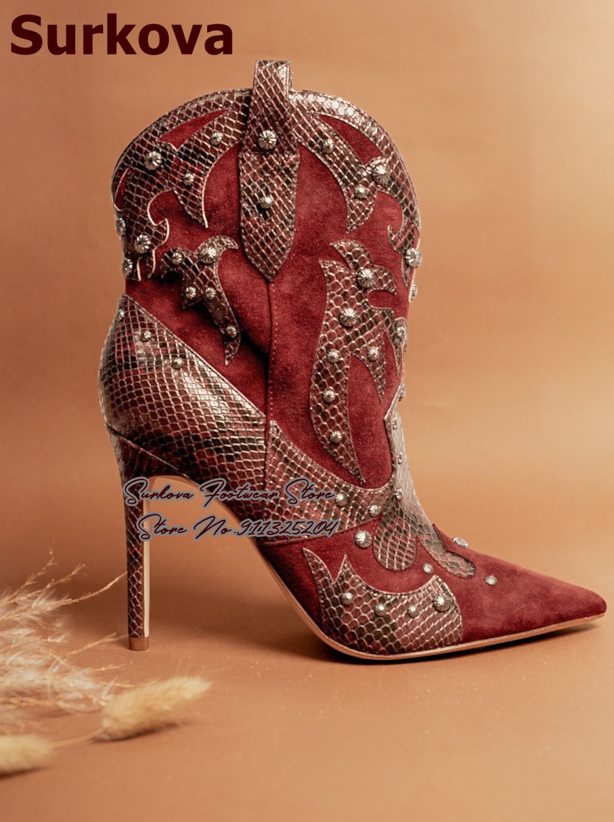 Western Cowgirl Boot - Винтажные ковбойские ботильоны Surkova с замшевыми