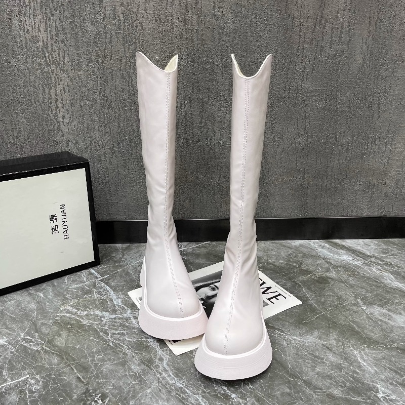 High Knee Heel Boots - Новые женские простые однотонные нескользящие высокие