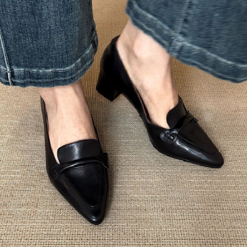 Women Shoes Size 4 In Cm - Уютные туфли на толстом каблуке, весенне-осенние,