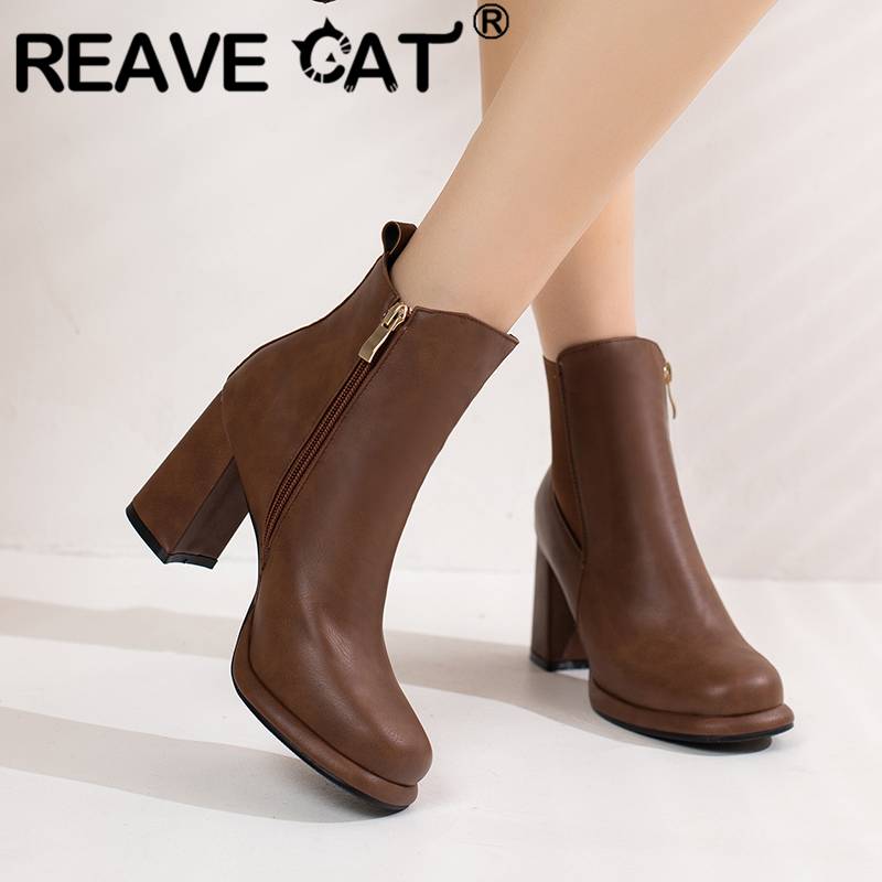 Zip Up Boots Short - Женские короткие сапоги REAVE CAT, короткие
