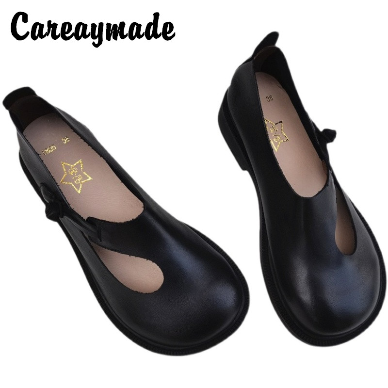 Women'S Shoes Round Toe - Большие туфли Careaymade из натуральной кожи,