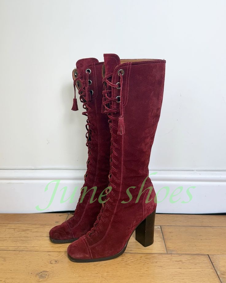 Western Cowgirl Boot - Женские бордовые сапоги до колена из