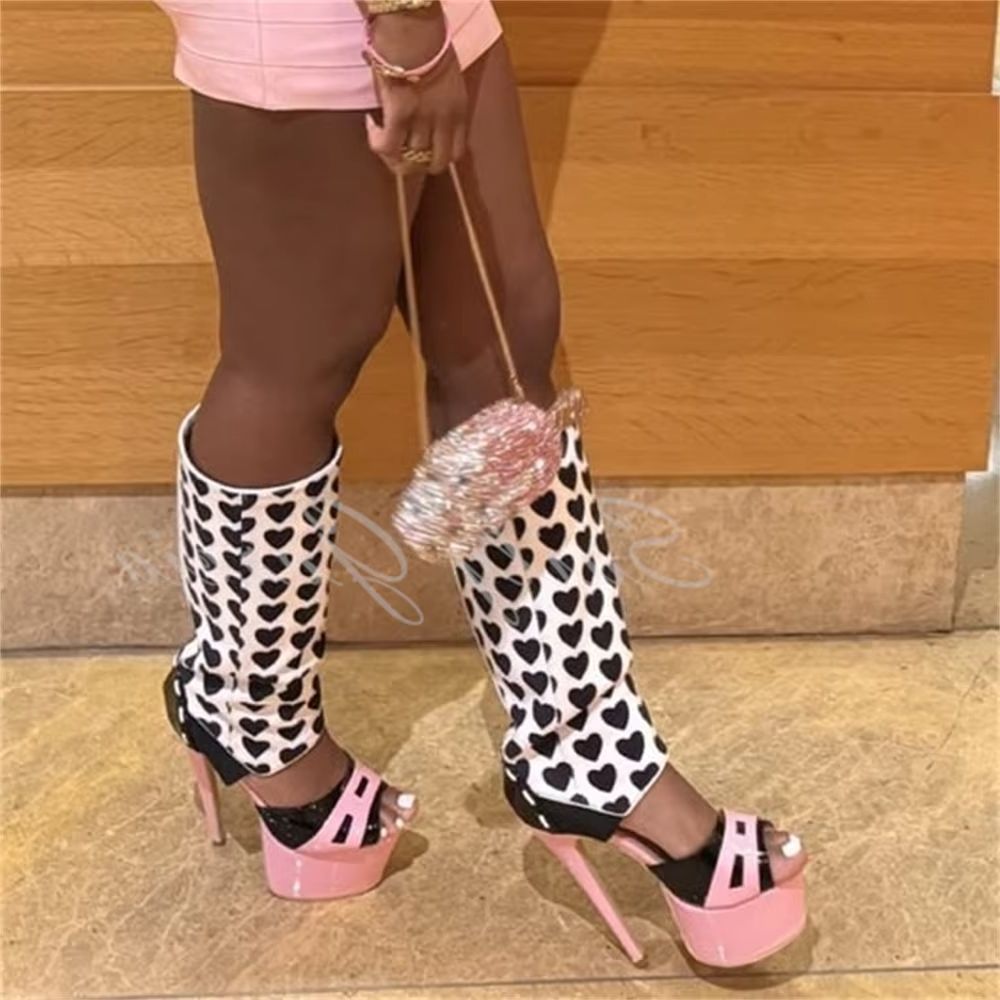 High Knee Heel Boots - Женские элегантные босоножки на высоком каблуке