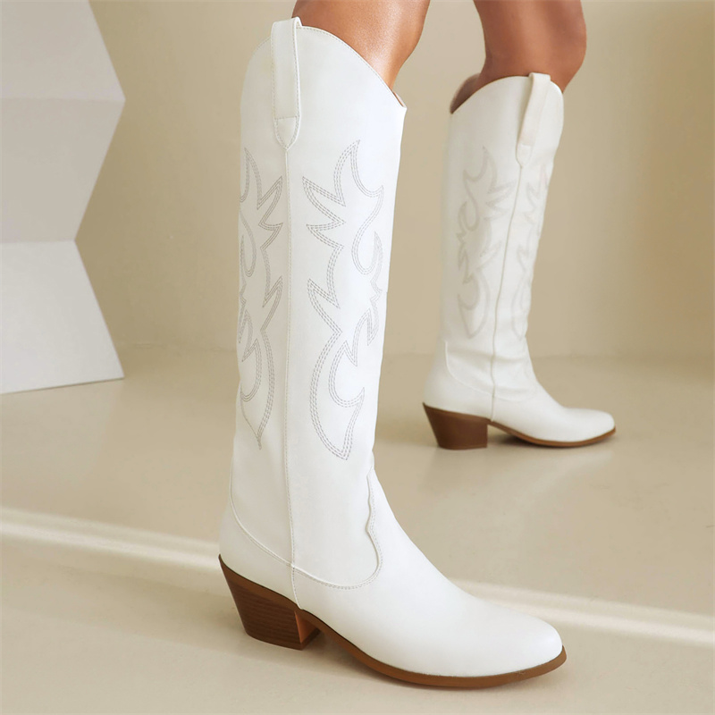 Белые женские сапоги до колена – обзор и цена Western Cowgirl Boot