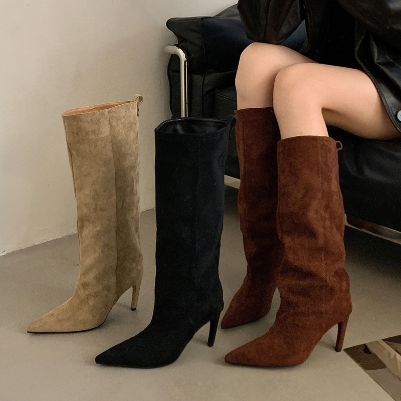 Уличные зимние винтажные женск – обзор и цена High Knee Heel Boots
