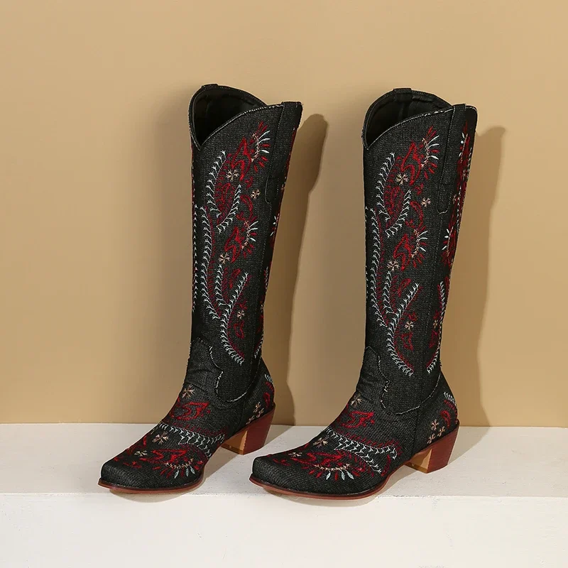 Синие джинсовые сапоги до коле – обзор и цена Western Cowgirl Boot